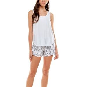 - New Roudelain Tank Top & Shorts Pajama Set - Chance Cheetah White S